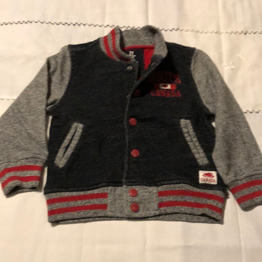 Roots kids jacket in blue and grey